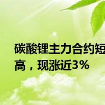 碳酸锂主力合约短线走高，现涨近3%