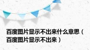 百度图片显示不出来什么意思（百度图片显示不出来）