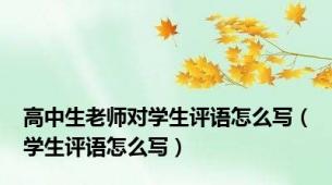 高中生老师对学生评语怎么写（学生评语怎么写）