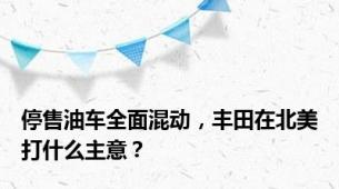 停售油车全面混动，丰田在北美打什么主意？