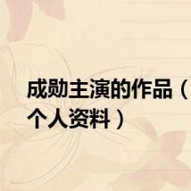 成勋主演的作品（成勋个人资料）