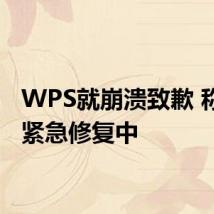 WPS就崩溃致歉 称正在紧急修复中