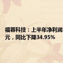 福蓉科技:上半年净利润1.04亿元,同比下降34.95%