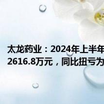 太龙药业:2024年上半年净利润2616.8万元,同比扭亏为盈