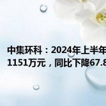 中集环科:2024年上半年净利润1151万元,同比下降67.88%