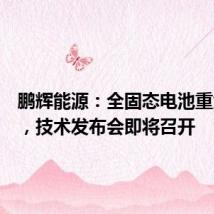 鹏辉能源:全固态电池重大突破,技术发布会即将召开