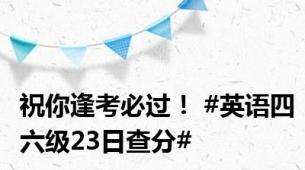 祝你逢考必过！ #英语四六级23日查分#
