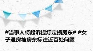 #当事人将起诉提灯定损房东# #女子退房被房东标注近百处问题