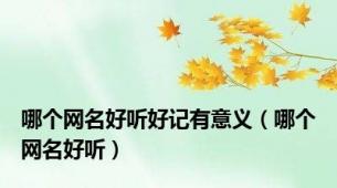 哪个网名好听好记有意义（哪个网名好听）