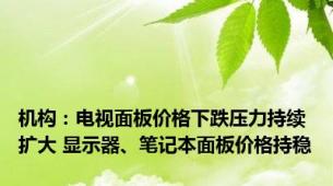 机构：电视面板价格下跌压力持续扩大 显示器、笔记本面板价格持稳
