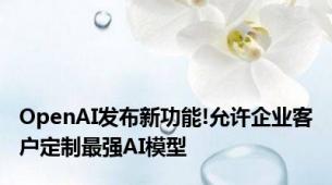 OpenAI发布新功能!允许企业客户定制最强AI模型