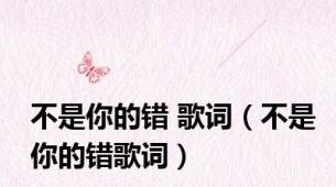不是你的错 歌词（不是你的错歌词）