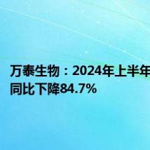 万泰生物:2024年上半年净利润同比下降84.7%