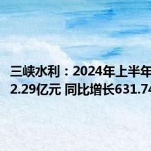三峡水利:2024年上半年净利润2.29亿元 同比增长631.74%