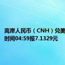 离岸人民币(CNH)兑美元北京时间04:59报7.1329元