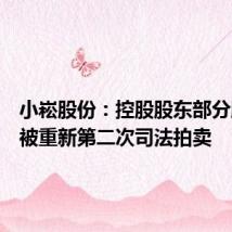 小崧股份:控股股东部分股份将被重新第二次司法拍卖