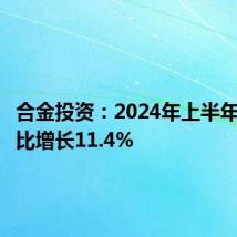 合金投资:2024年上半年净利同比增长11.4%