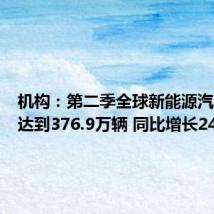 机构:第二季全球新能源汽车销量达到376.9万辆 同比增长24.2%