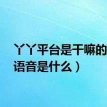 丫丫平台是干嘛的(yy语音是什么)