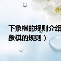 下象棋的规则介绍（下象棋的规则）