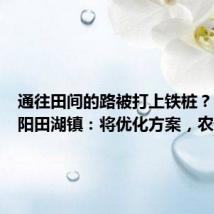 通往田间的路被打上铁桩?河南洛阳田湖镇:将优化方案,农忙时开