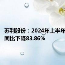 苏利股份:2024年上半年净利润同比下降83.86%
