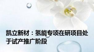 凯立新材：氢能专项在研项目处于试产推广阶段