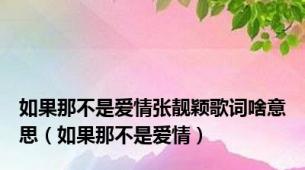 如果那不是爱情张靓颖歌词啥意思（如果那不是爱情）