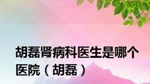 胡磊肾病科医生是哪个医院（胡磊）