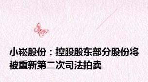 小崧股份：控股股东部分股份将被重新第二次司法拍卖