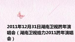 2011年12月31日湖南卫视跨年演唱会（湖南卫视给力2011跨年演唱会）