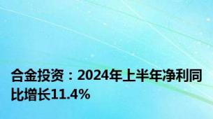 合金投资：2024年上半年净利同比增长11.4%