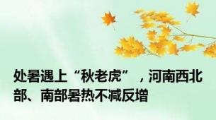 处暑遇上“秋老虎”，河南西北部、南部暑热不减反增
