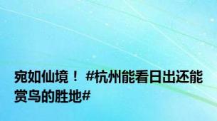 宛如仙境！ #杭州能看日出还能赏鸟的胜地#