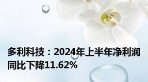 多利科技：2024年上半年净利润同比下降11.62%