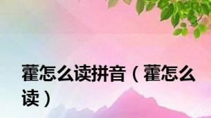 藿怎么读拼音（藿怎么读）