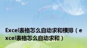 Excel表格怎么自动求和横排（excel表格怎么自动求和）