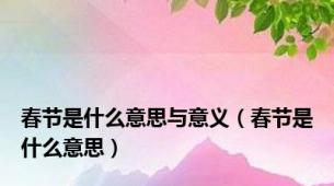 春节是什么意思与意义（春节是什么意思）
