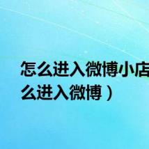 怎么进入微博小店（怎么进入微博）