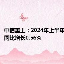 中信重工:2024年上半年净利润同比增长0.56%
