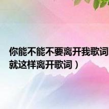 你能不能不要离开我歌词（不要就这样离开歌词）