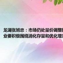 龙湖张旭忠:市场仍处量价调整阶段,行业要积极围绕消化存量和优化增量