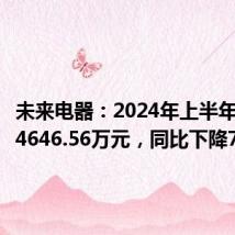 未来电器:2024年上半年净利润4646.56万元,同比下降7.96%