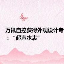 万讯自控获得外观设计专利授权:“超声水表”