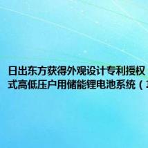 日出东方获得外观设计专利授权:“堆叠式高低压户用储能锂电池系统(1)”