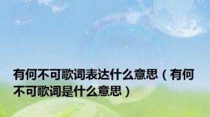 有何不可歌词表达什么意思（有何不可歌词是什么意思）