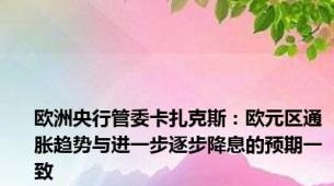 欧洲央行管委卡扎克斯：欧元区通胀趋势与进一步逐步降息的预期一致