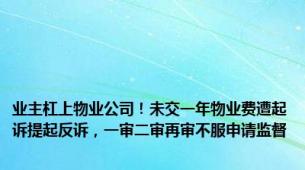 业主杠上物业公司！未交一年物业费遭起诉提起反诉，一审二审再审不服申请监督
