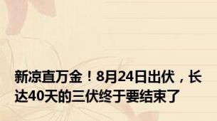 新凉直万金！8月24日出伏，长达40天的三伏终于要结束了