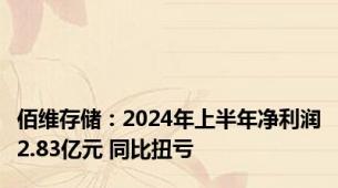 佰维存储：2024年上半年净利润2.83亿元 同比扭亏